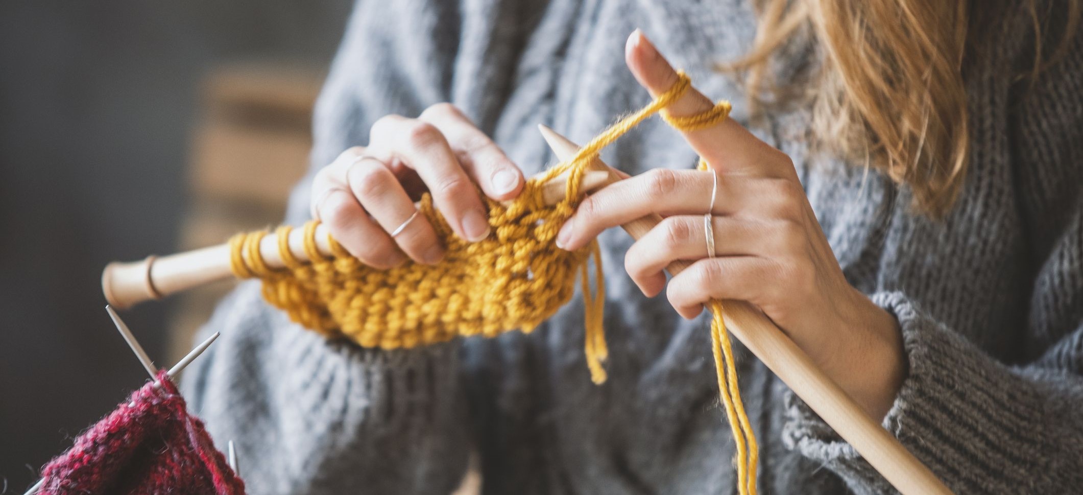 person knitting
